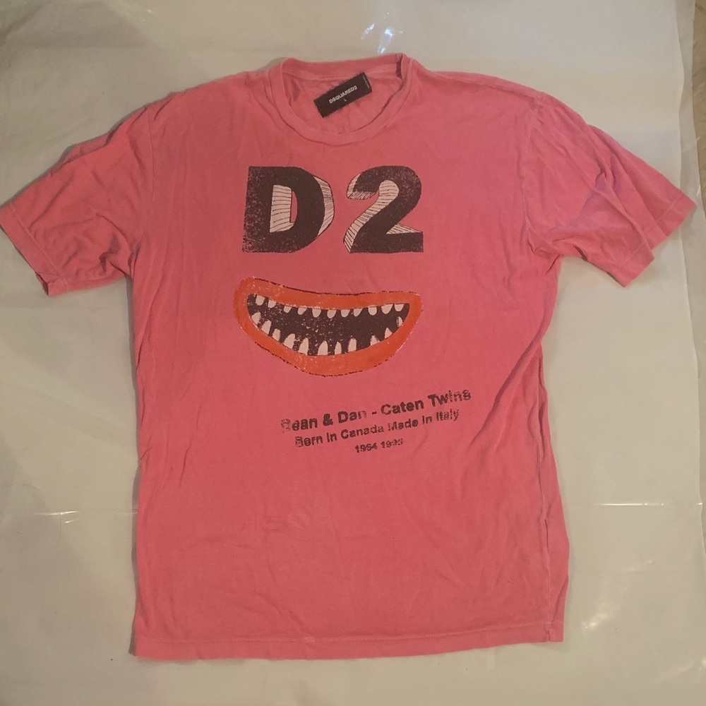 DSQUARED2 Pink D2 Graphic Mouth Tee
